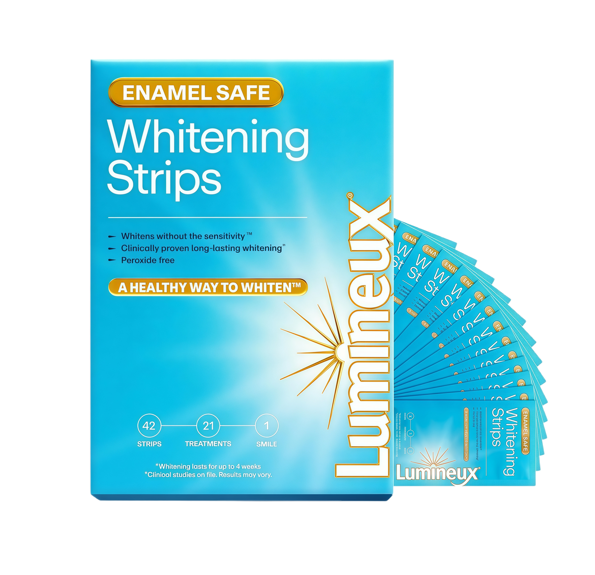Lumineux Teeth Whitening Strips, Peroxide Free, 21 Treatments (3 Months)